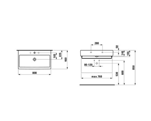Laufen Living City Раковина 80х46х14 см, 1 отв., цвет: белый. 8.1743.6.000.104.1
