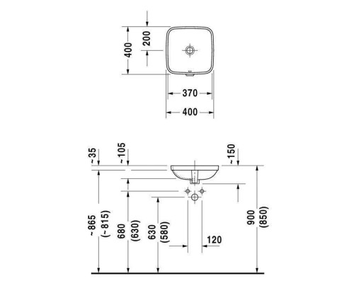 Duravit DuraStyle Раковина 37х37 см, без отв., цвет: белый . 0373370000
