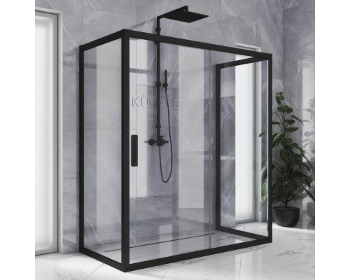 Душевой уголок Kubele DE019 R2U-CLN-BLMT 120х100 см, профиль матовый черный
