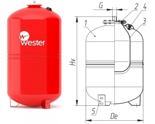 Бак расширительный Wester WRV50 16 бар. 2-14-0208