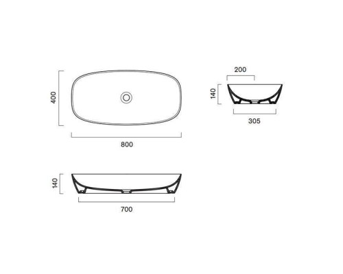 Catalano Alvea Раковина 80х40см., накладная, цвет: белый глянцевый. 0622800001