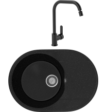 Комплект Мойка кухонная Practik PR-M 610-004 черный оникс + Смеситель MEGA City MG- ZRV104-B черный