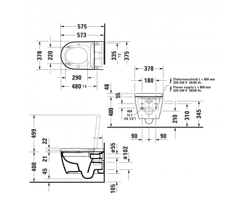 Duravit Starck F Комплект : унитаз 650000 с сиденьем SensoWash с защитным устройством в соответствии с EN 1717, цвет: белый. 650000012004320 (2510092000+612000012000320)