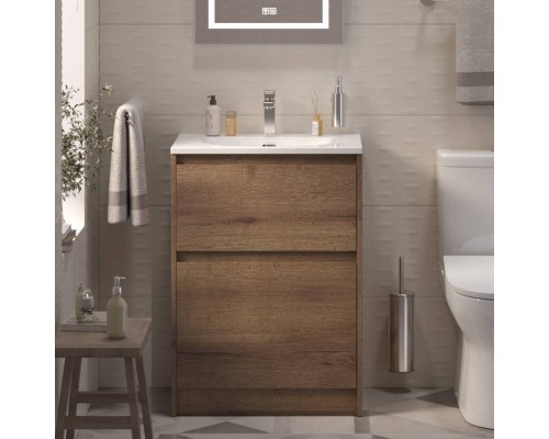 Тумба с раковиной BelBagno Kraft 39 60 напольная, rovere tabacco, раковина BB-8099-3-60