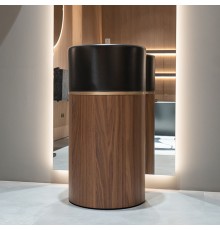 NOORTH milldue edition Roma I Раковина напольная Oslash;45x88cм., слив в пол, цвет: Nero opaco/Noce Canaletto/Oro. 2016.D