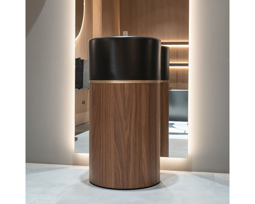 NOORTH milldue edition Roma I Раковина напольная Oslash;45x88cм., слив в пол, цвет: Nero opaco/Noce Canaletto/Oro. 2016.D