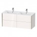 Duravit XViu Тумба подвесная 128x48x56см, с двойной раковиной, 4 ящика, цвет: белый глянцевый/champagne matt. 2336130000,  XV41290B122