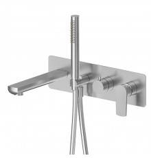 Newform Haka Смеситель для ванны, встраиваемый, с душевым гарнитуром, цвет: PVD brushed stainless steel. 72072E.59.066