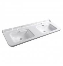Kerasan Waldorf Раковина 150х55 см, 1 отв., двойная, керамическая, цвет: белый/хром. 4143K1bi/cr*1