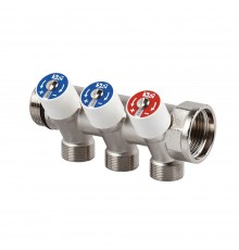 Коллектор распределительный SR Rubinetterie со встроенными клапанами 3/4х1/2 на 3 выхода 0054-2000N300