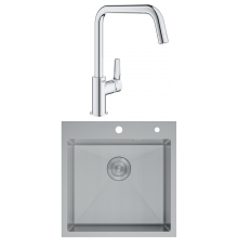 Комплект Мойка D K DKS505004 сатин + Смеситель Grohe Eurosmart