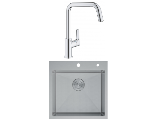 Комплект Мойка D K DKS505004 сатин + Смеситель Grohe Eurosmart