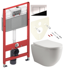 Комплект Унитаз подвесной Ceramicanova Mia Rimless CN1805 + Инсталляция TECE Now 9400412 4 в 1 с кнопкой смыва