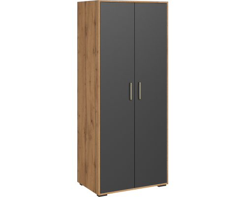 Шкаф DIWO Кострома 80x52x191 см, двухдверный, антрацит, дуб вотан, ручка золото Шкаф DIWO Кострома 80x52x191 см, двухдверный, антрацит, дуб вотан, ручка золото