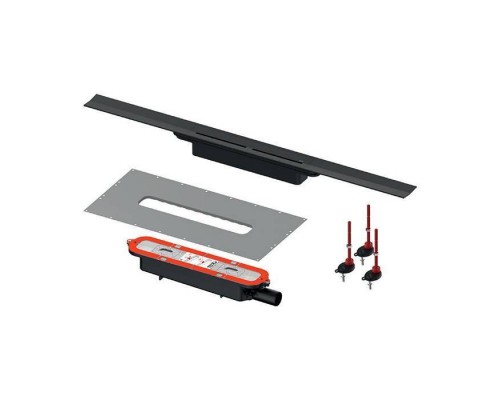 TECEdrainprofile Профиль для душа, 100см., с комплектом для монтажа, PVD Brushed stainless steel/черный. 641025