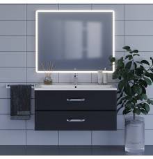 Мебель для ванной комнаты Uperwood Foster 100 подвесная, 2 ящика, матовая черная