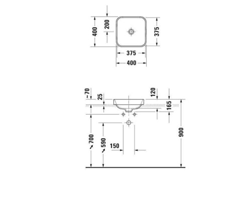 Duravit Happy D.2 Plus Раковина 40х40см, без отв., цвет: Anthracite matt/белый. 2359406100