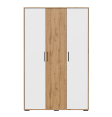 Шкаф для одежды DIWO Кострома, 120x191х52 см, трехдверный, белый, дуб вотан, ручка черная