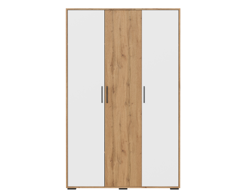 Шкаф для одежды DIWO Кострома, 120x191х52 см, трехдверный, белый, дуб вотан, ручка черная