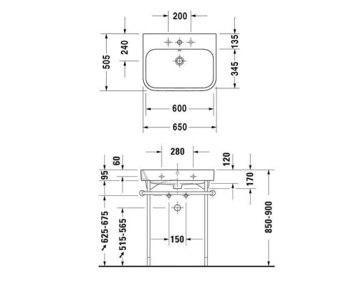 Duravit Happy D.2 Раковина подвесная, 65x50.5 см, без отв., с переливом, цвет: белый. 2318650060