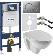Комплект Унитаз подвесной Jacob Delafon Patio E4187 + Крышка E70021 с микролифтом + Инсталляция Geberit Duofix UP 320 111.300.00.5 + Кнопка Sigma 01 115.770.JQ.5 лакированная, матовый хром + Крепления 111.815.00.1 к стене + Шумоизоляция 156.050.00.1