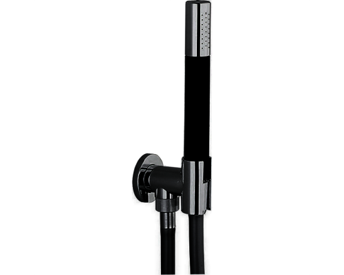 CISAL Shower Душевой гарнитур:ручная лейка,шланг 150 см,вывод с держателем, цвет: черный матовый. DS01881340