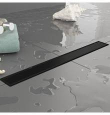 Plumberia Selection Трап душевой PS LINEAR 6x80 2устор. накладка из нерж.стали, комбинир.затвор с горизонт. Выпуском Ду 50мм,40л/мин, цвет: черный матовый. PSL80NO