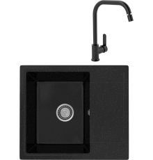 Комплект Мойка кухонная Practik PR-M 575-004 черный оникс + Смеситель MEGA City MG- ZRV104-B черный