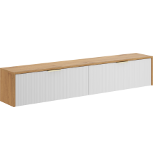 Тумба для ТВ DIWO Краснодар подвесная 160x27x30 белый, дуб вотан, ручка золото