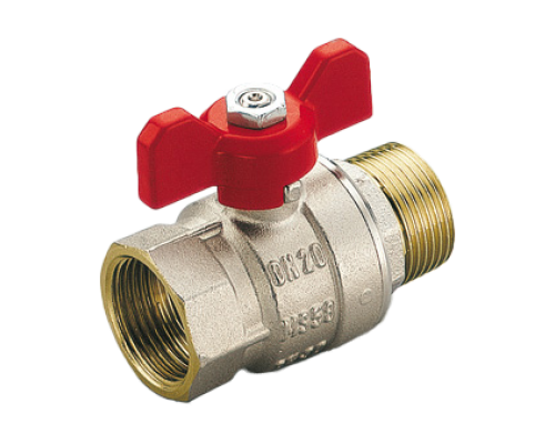 Шаровой кран Tiemme MISTRAL резьба Н/В 1/2  с ручкой-бабочкой красного цвета. 2360001