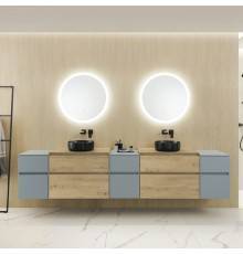 Burgbad Lin20 Комплект мебели 280х48.7х61.1см, подвесной, с 2 раковинами, с зеркалом, с 2 ящиками, цвет: Cashmere oak decor. SIJN075,  USIS040F5395,  WWYI080F5355,  SGJQ036 C0038