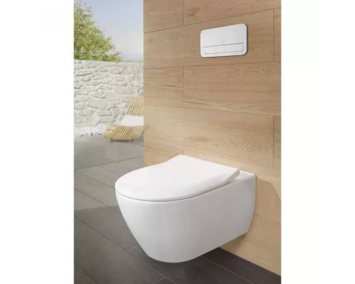VilleroyBoch Subway 2.0 Унитаз подвесной 370*560*365, безободковый, в комплекте сиденье SlimSeat, микролифт, CeramicPlus, цвет альпийский белый. 5614R2R1