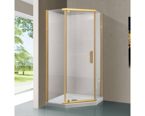 Душевой уголок Vincea Stresa VSP-1S900CLG 90х90, профиль брашированное золото, стекло прозрачное