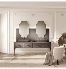 VITAGE milldue edition MAJESTIC 09 Комплект мебели 216х55х73см напольный, 2 раковины, 2 зеркала, с подсветкой, отделка: стекло elephant bronze, фурнитура: бронза. 9860.PLATINO.3,  M114.79.91,  4138.216.79.91*2,  4057,  5818.216.79*2