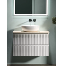 Тумба с раковиной Sancos Snob R 80 см, bianco, столешница бежевая, раковина CN5024