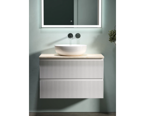 Тумба с раковиной Sancos Snob R 80 см, bianco, столешница бежевая, раковина CN5024