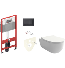 Комплект Унитаз подвесной BOCCHI V-Tondo 1416-001-0129 белый глянцевый + Крышка A0336-001 с микролифтом, глянцевая белая + Инсталляция TECE Now 9400414 4 в 1 с кнопкой смыва