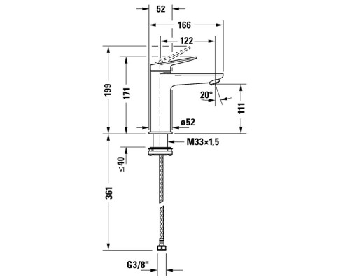 Duravit Wave Смеситель для раковины, 1 отв., цвет: золото. WA1020002034