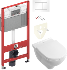 Комплект Унитаз подвесной Villeroy   Boch O.Novo 5660 H101 alpin + Инсталляция TECE Base 9400413 4 в 1 с кнопкой смыва