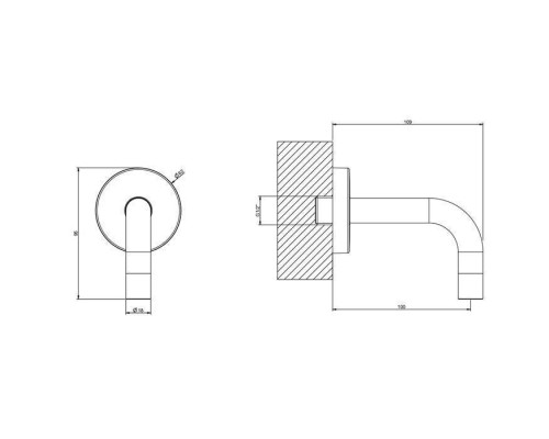 Gessi Emporio Via tortona Настенный излив короткий, комбинируемый с удаленным управлением, цвет: Finox Brushed Nickel. 44285#149