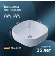 Мебельная раковина AM.PM Func M8FWCC30430WG 43 см, белый глянец