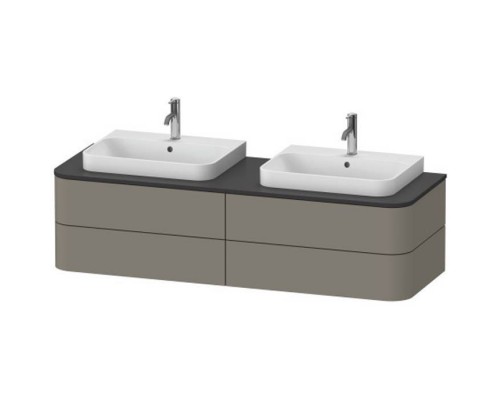 Duravit Happy D.2 Plus Тумба подвесная 160x55х40.8см, с 2 раковинами и 4 ящиками, цвет: stone grey satin matt. 2318600000, HP4964B9292, HP032HB8080 Duravit Happy D.2 Plus Тумба подвесная 160x55х40.8см, с 2 раковинами и 4 ящиками, цвет: stone grey satin matt. 2318600000, HP4964B9292, HP032HB8080
