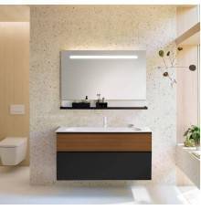 Burgbad Fiumo Комплект подвесной мебели 122х49х61см, с раковиной на 1 отв., ручки черные матовые, цвет: Tectona Dekor Zimt / Graphit Softmatt. SFXN122F3958FOT52G0200C0001*1