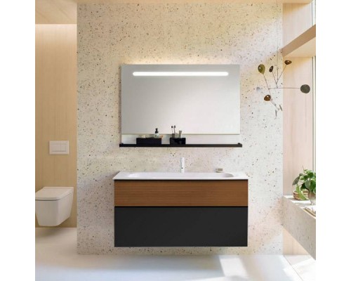 Burgbad Fiumo Комплект подвесной мебели 122х49х61см, с раковиной на 1 отв., ручки черные матовые, цвет: Tectona Dekor Zimt / Graphit Softmatt. SFXN122F3958FOT52G0200C0001*1 Burgbad Fiumo Комплект подвесной мебели 122х49х61см, с раковиной на 1 отв., ручки черные матовые, цвет: Tectona Dekor Zimt / Graphit Softmatt. SFXN122F3958FOT52G0200C0001*1