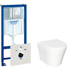 Комплект Унитаз подвесной Ceramicanova Forma CN3011 с микролифтом + Инсталляция Grohe Rapid SL 38772001 3 в 1 с кнопкой смыва + Шумоизоляция 37131000