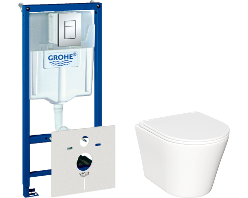 Комплект Унитаз подвесной Ceramicanova Forma CN3011 с микролифтом + Инсталляция Grohe Rapid SL 38772001 3 в 1 с кнопкой смыва + Шумоизоляция 37131000