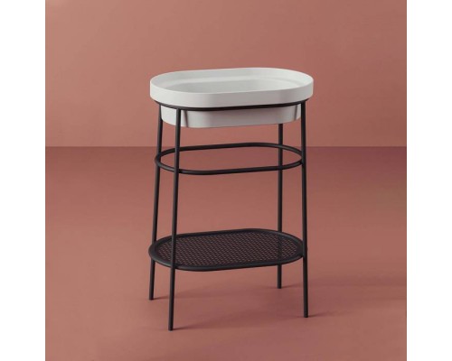 Artceram FUORI SCALA Металическая структура 36.5x58.6хh83см с раковиной без отв под смеситель, Fuori Scala ovale 59, напольная, цвет: черный матовый/белый матовый. ACA055 17,  TFL033 01 00