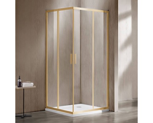 Душевой уголок Vincea Garda VSS-1G100CLG 100х100, профиль брашированное золото, стекло прозрачное