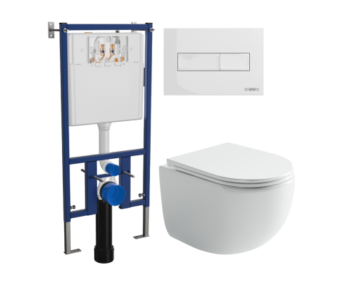 Комплект Унитаз подвесной Ceramicanova UP Rimless CN4007 белый + Инсталляция DIWO + Кнопка 7320 белая Комплект Унитаз подвесной Ceramicanova UP Rimless CN4007 белый + Инсталляция DIWO + Кнопка 7320 белая