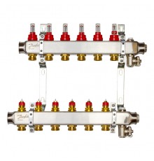 Комплект коллекторов Danfoss SSM-6F с расходомерами и кронштейнами, 6 контуров. 088U0956